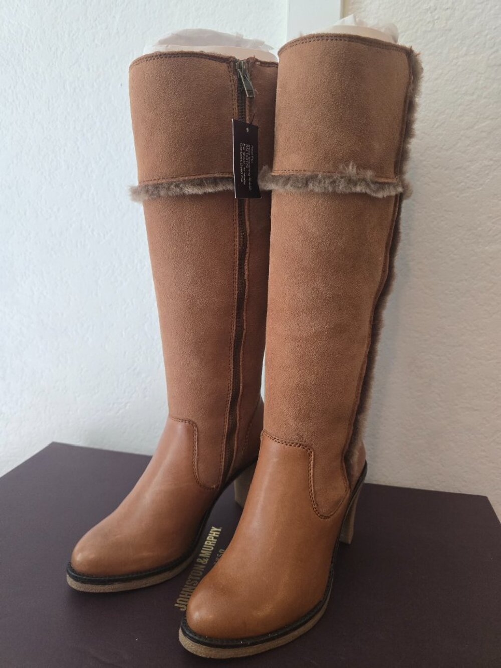 Johnston & Murphy Jamie Tall Shearling Fur Boots